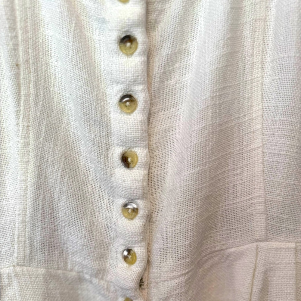 Billabong White Paint The Town Cropped Jumpsuit Sleeveless Smocked Size Large - Picture 3 of 13